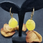 來自波羅的海 檸檬色半蜜蠟 半琥珀 自由造型之耳環
